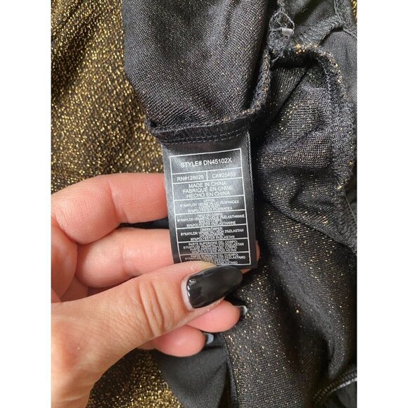 Steve Madden BNWT womens gold glitter faux wrap bodysuit sz small long sleeve - Picture 8 of 8